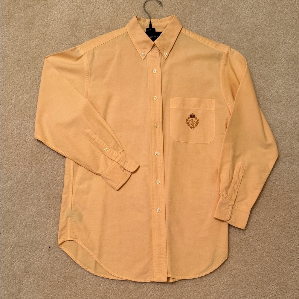 Lauren Ralph Lauren Women’s Yellow Button-Down Shirt with Crest Pocket